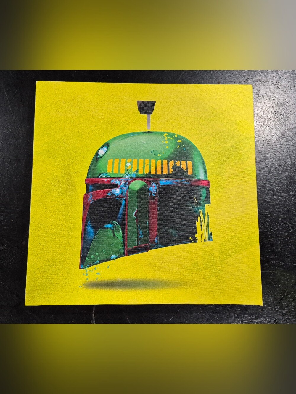 Star Wars Boba Fett Helmet Pop Art Canvas Print - 11" × 11" BOUNTY HUNTER DISNEY